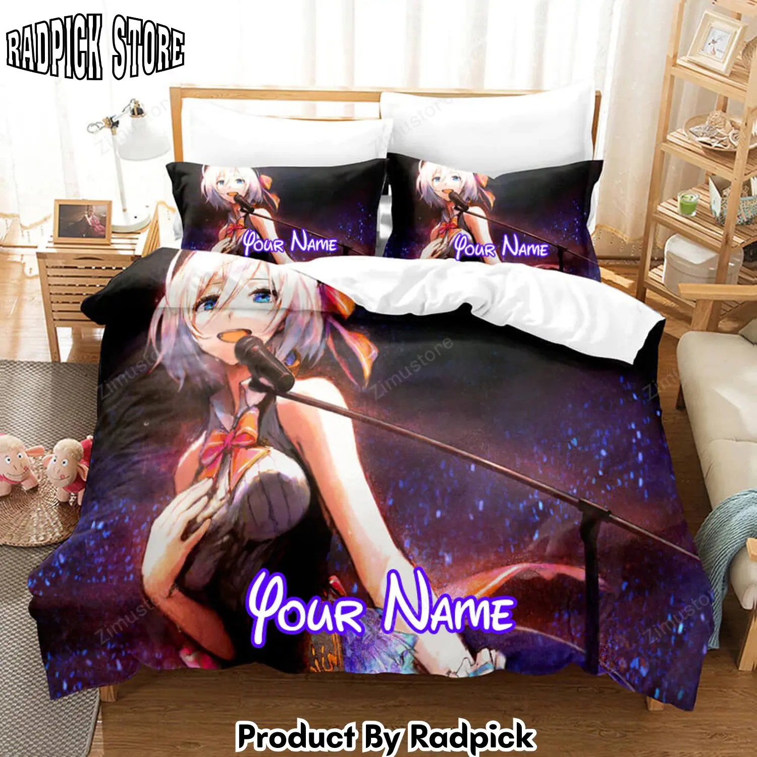 Radpick anime kizuna ai cosplay personalized name bedding set duvet covers comforter bed sheets5644 rp3278751